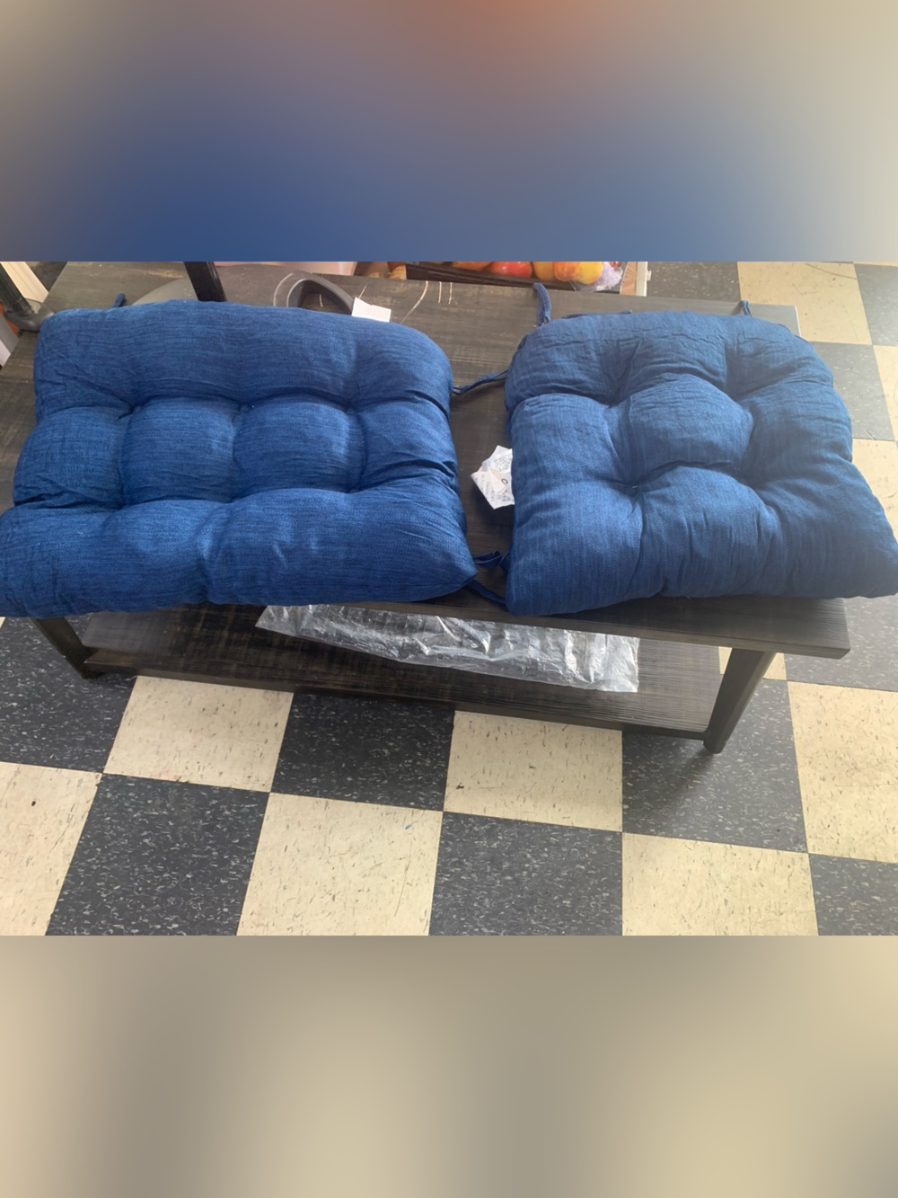Brand New Blue Tufted Chair Cushions - Set of 2